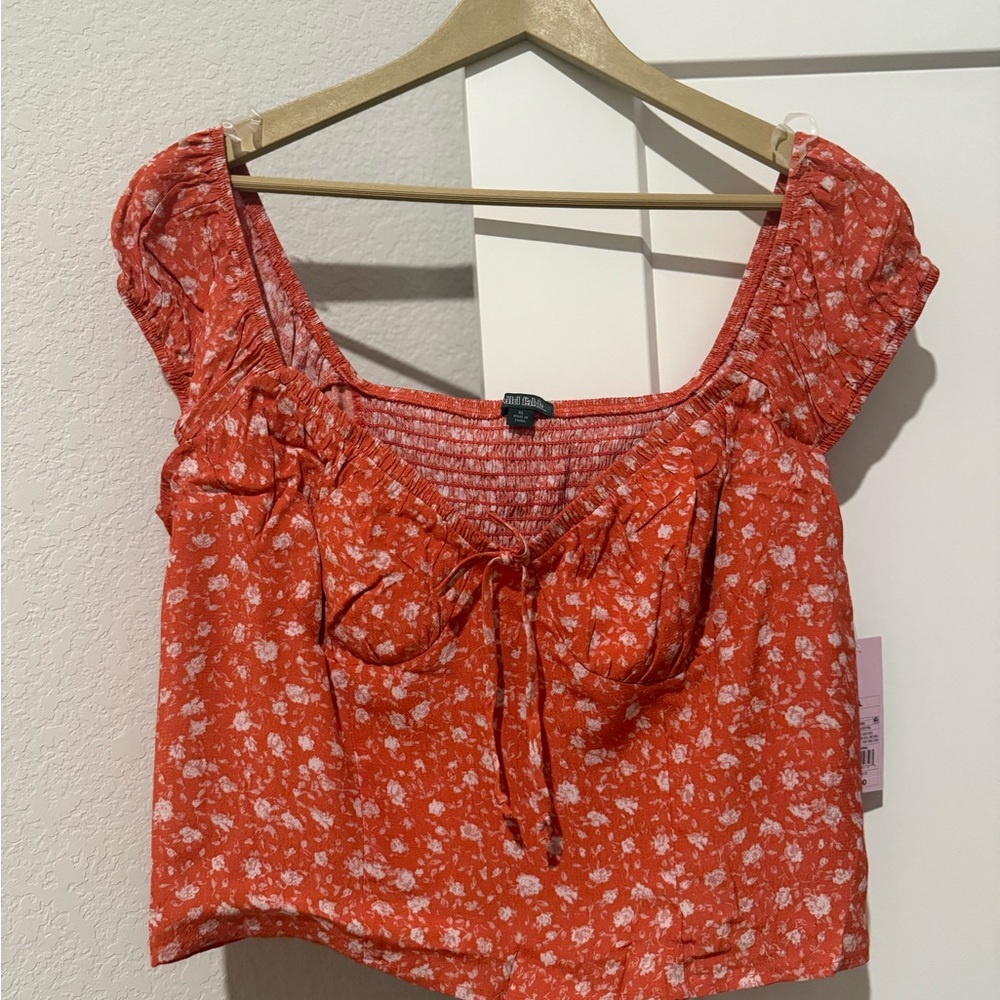 Wild Fable Orange Puff Sleeve Crop Top